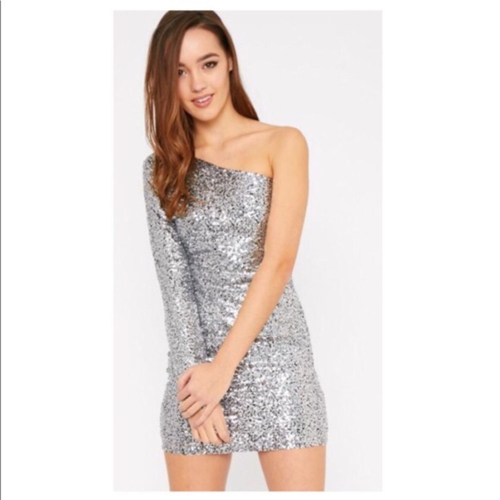 Lord&Taylor One Shoulder Mini Sequin Dress Size 14 NWT